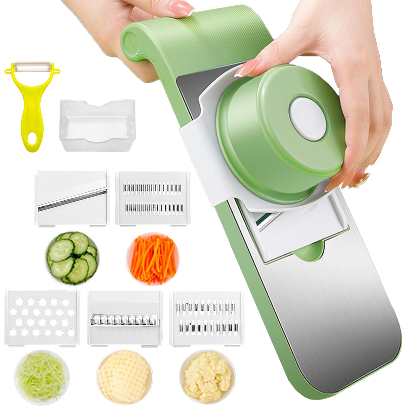 6 in 1 Vegetable Chopper, Multifunction Vegetable Cutter, Onion Chopper Mandoline Vegetable Slice and Dice Cutter, Coleslaw Shredder Salad Veg Food Grater Slicer Dicer for Potato Onion Tomato Fruit