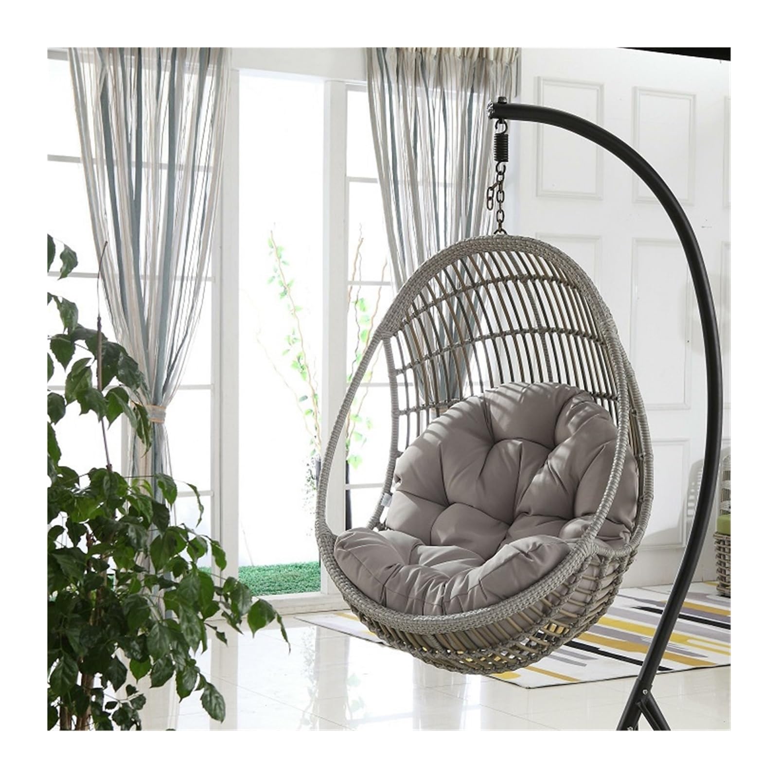 QLXYYFC Hanging Egg Chair Cushion Swing Egg Chair Cushion Waterproof Patio Garden Chair Back Cushions Washable Patio Hanging Egg Chair Replacement Cushion(Gris,80x110cm)