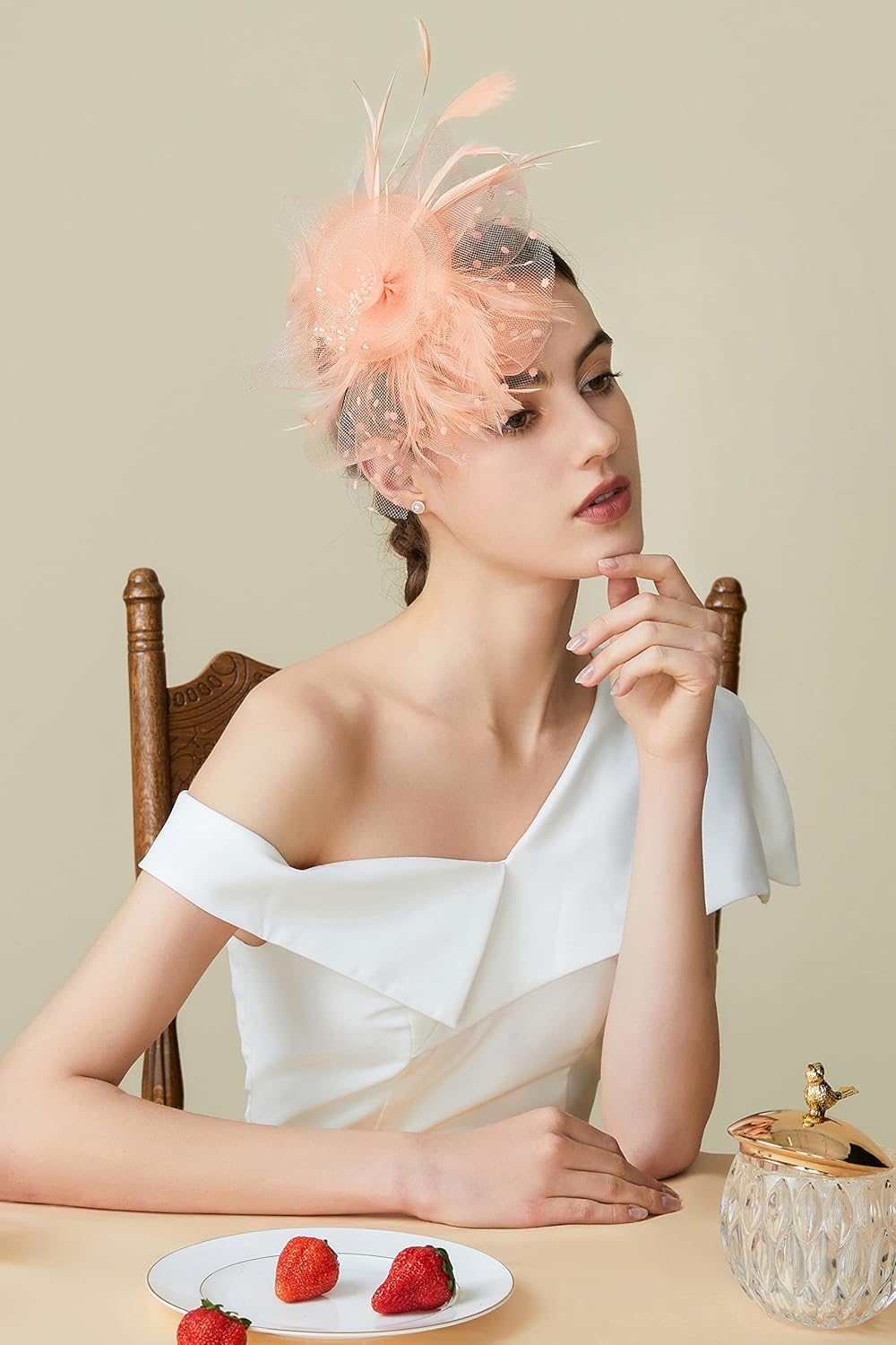 BABEYOND Fascinator Hats for Women Tea Party Hat Kentucky Fascinators Headband Derby Hats Wedding Flower Feathers Hair Clip - Image 5