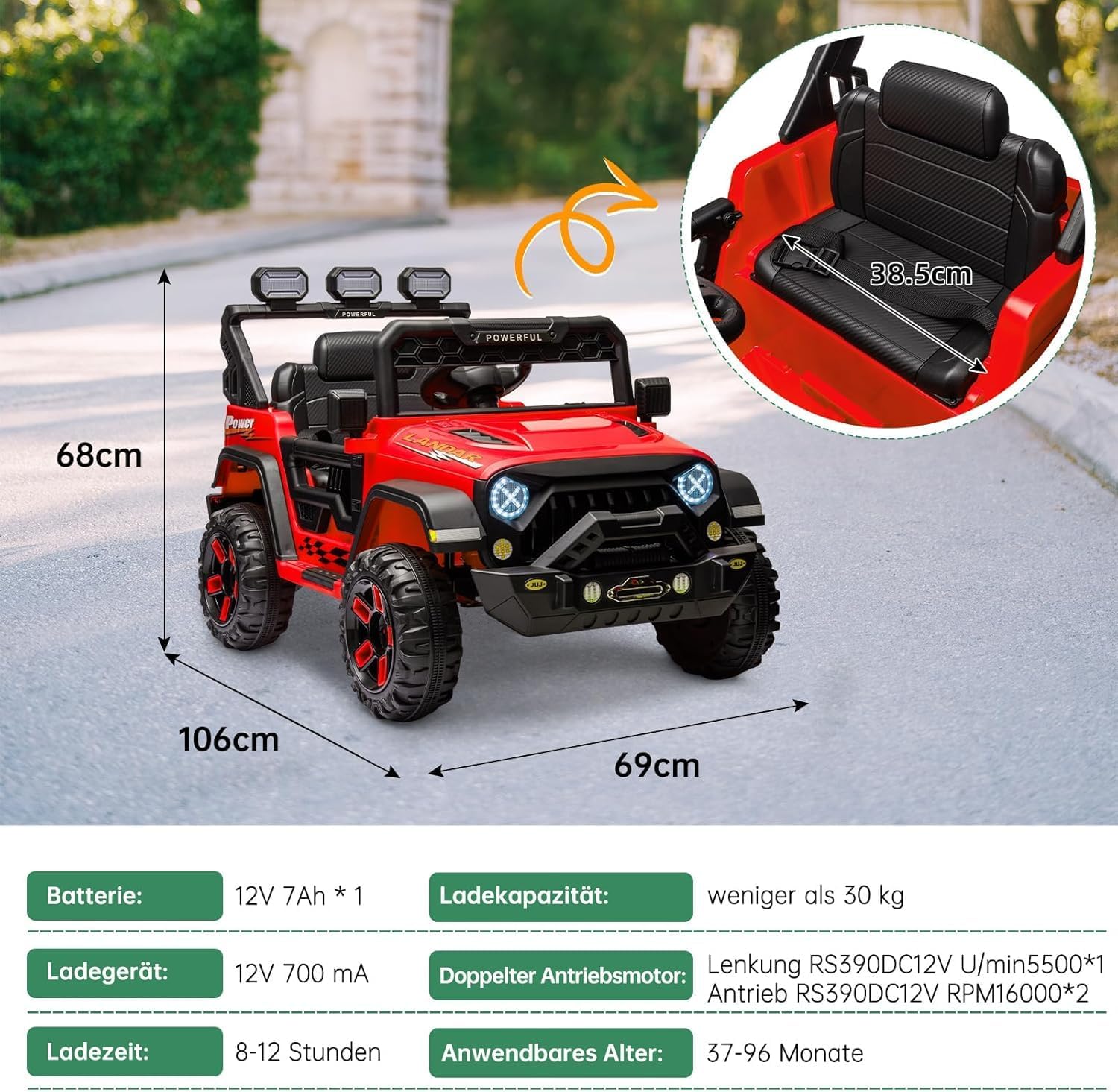 Elektroauto für Kinder, 12V Kinderauto Elektrisch mit 2.4G Fernbedienung, Kinder Elektrofahrzeug mit Musik, Hupe und Scheinwerfer, 2 Motor Kinderfahrzeug für Jungen Mädchen ab 3 Jahren, Weiß