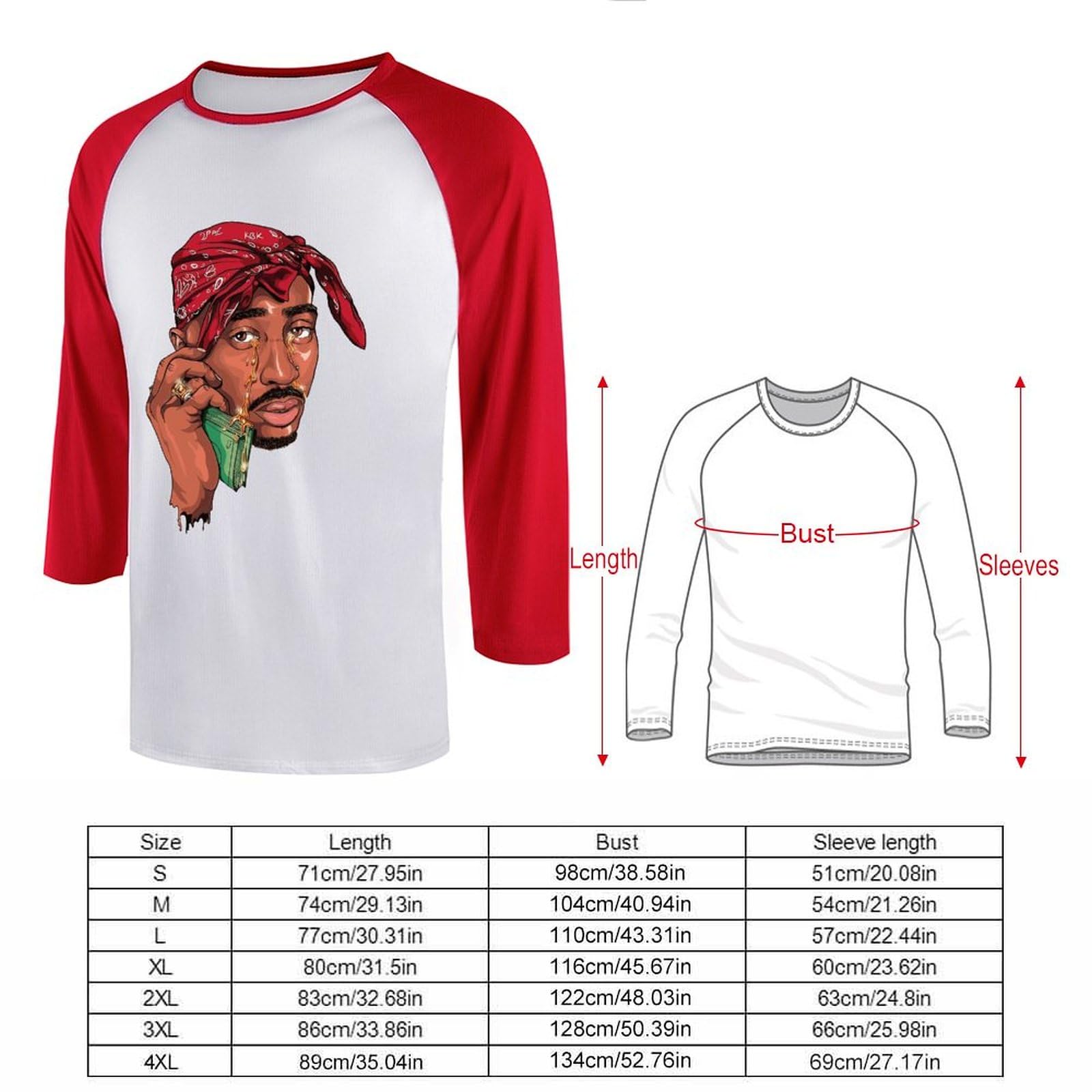 Amazon.co.jp: メンズ Tシャツ 2PAC Tupac 七分袖 ラグランスリーブ 