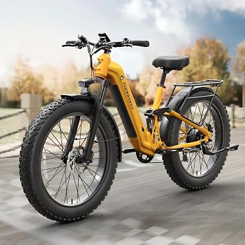 PUCKIPUPPY Electric Bike for Adults 500W, 48V 20AH Battery Adult Electric Bicycles, 26" Fat Tire Full Suspension Step-Thru Ebike, 20MPH Mountain Ebike, 7 Speed, 80Miles Range-Boxer ST