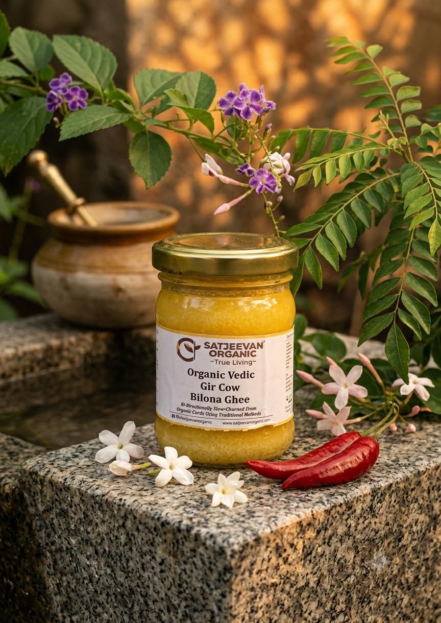 Satjeevan Organic Vedic Gir Cow Bilona Ghee 100ml | A2 Milk, Hand-Churned | Naturally Grown, Grass-Fed | Traditional Vedic Method 3