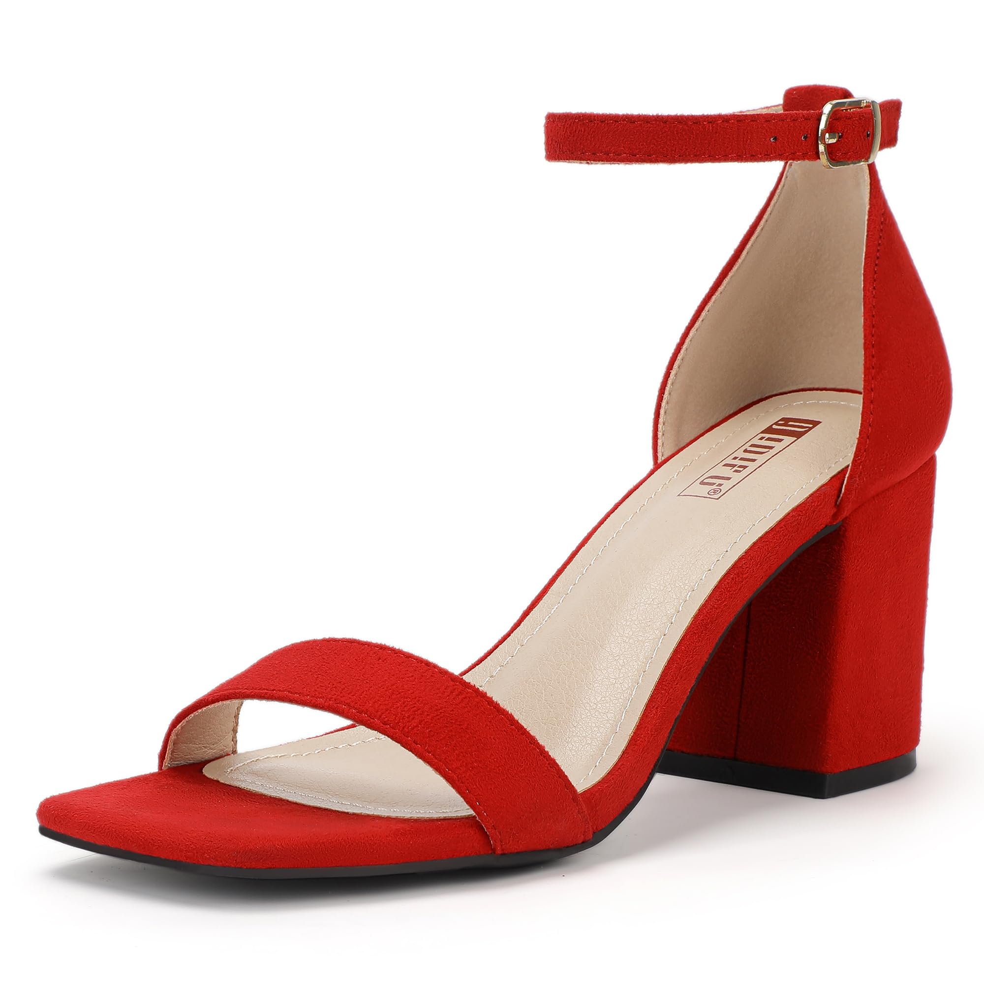 - IN3 Chunky Block High Heels Square Open Toe Ankle Strap Heeled Sandals Wedding Bridal Prom Summer Dressy Comfortable Sexy Trendy Dress Shoes Cute Thick Women Heels