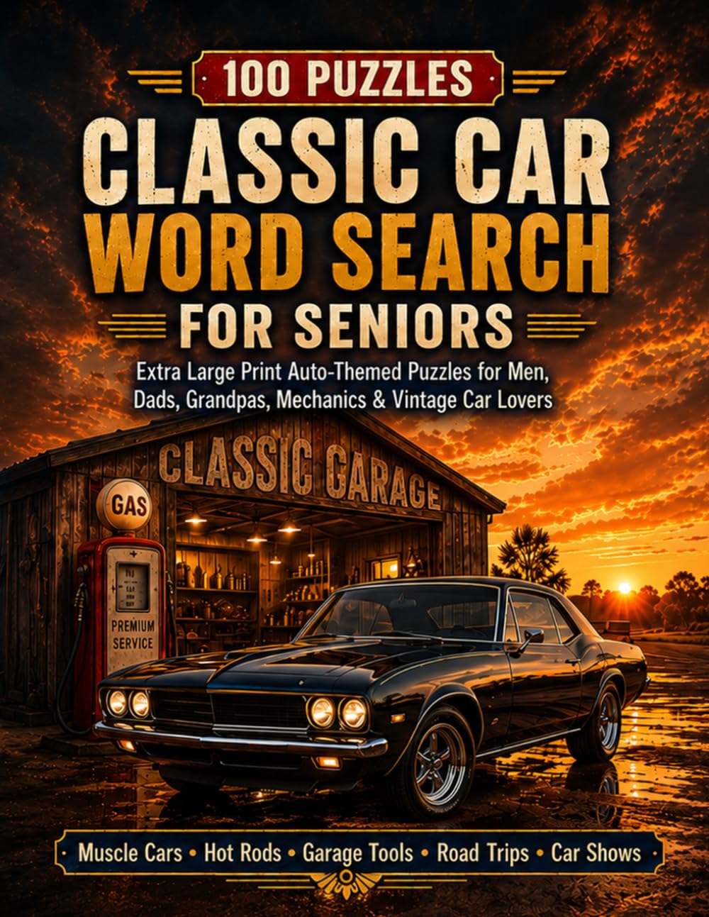 Classic Cars Word Search for Seniors: Extra Large Print Auto-Themed Puzzles for Men, Dads, Grandpas, Mechanics & Vintage Car Lovers