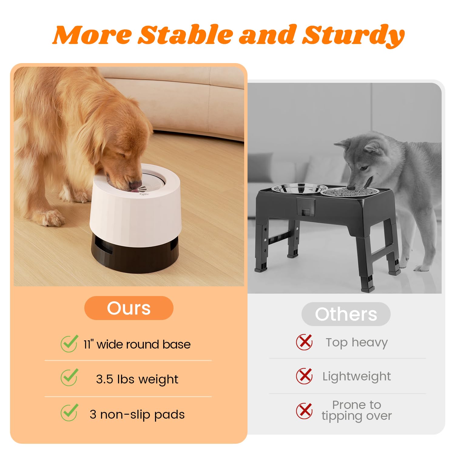 Pawque Cuenco elevado de agua para perros de 2,693.2 g, sin derrames, para razas medianas y grandes, cuenco de agua elevado individual de acero inoxidable con disco flotante, base resistente estable y