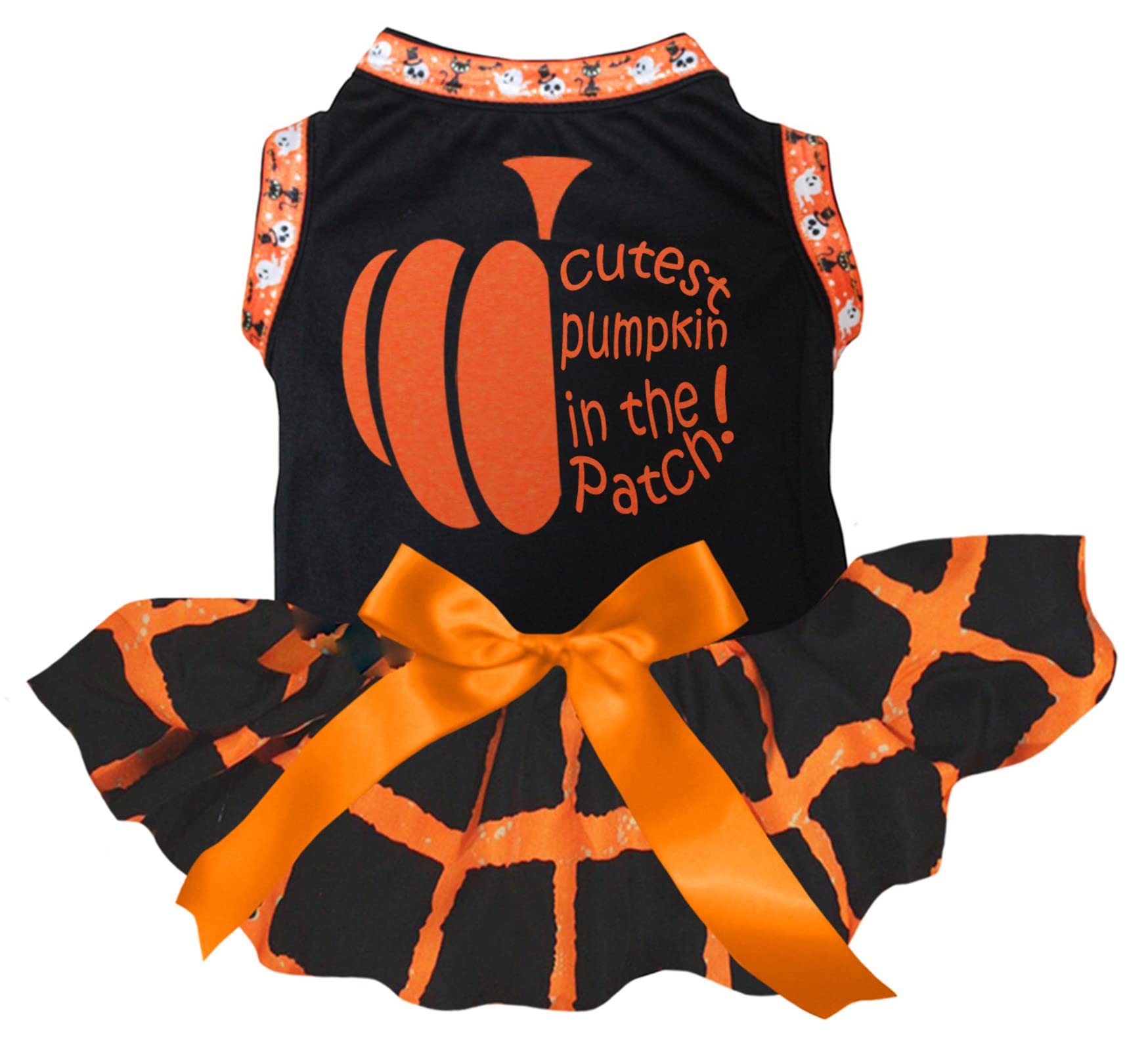 Robe pour chien citrouille noir et treillis taille M pour Halloween