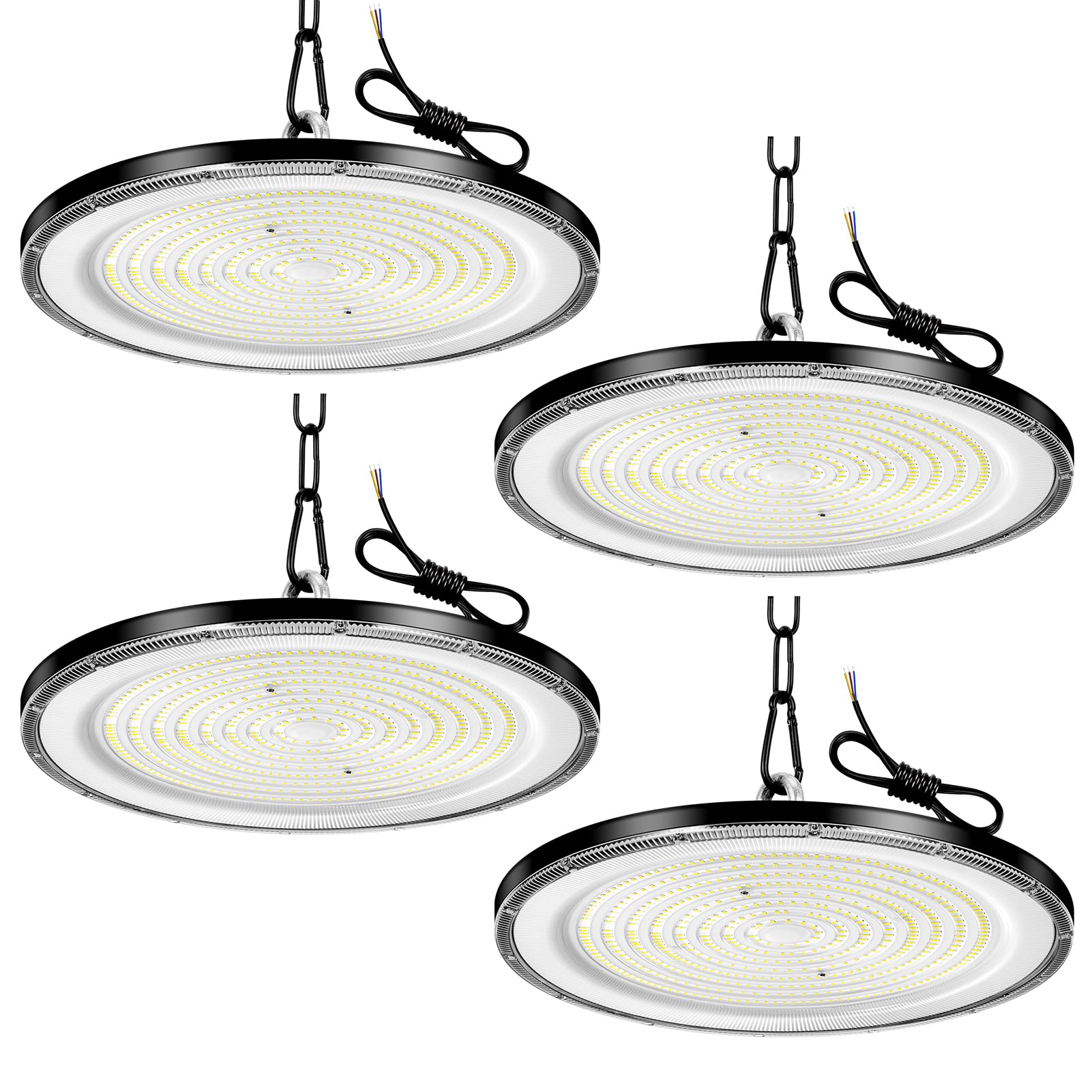 Wowspeed 4PCS 800W LED UFO High Bay Light, 80000lm Garage Lighting, 6500K Cold White, IP65 Waterproof Commercial UFO Lamp for Factory, Workshop, Gym, Warehouse, Shop