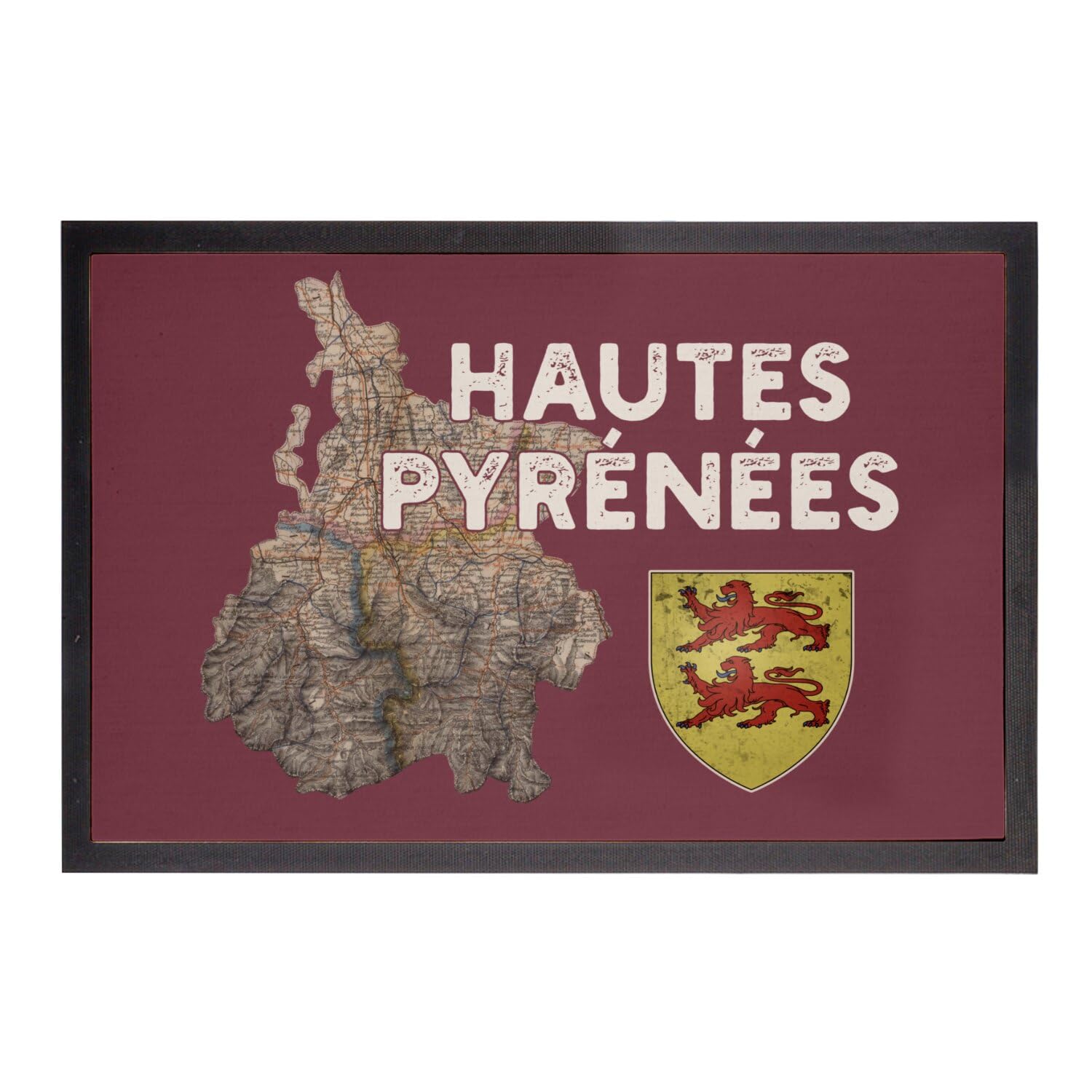 Paillasson Rouge Carte Ancienne Tarbes 65 l'idée cadeau Occitanie idéale