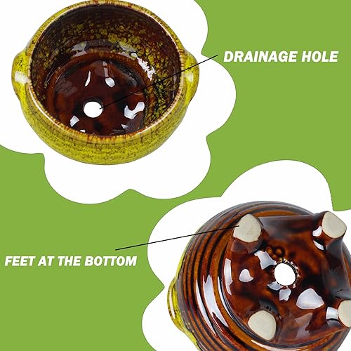 Miniatura 18 de Maceteros de cerámica para suculentas de 4.3 pulgadas con drenaje, tamaño pequeño, para flores, plantas de interior y cactus, paquete de 5