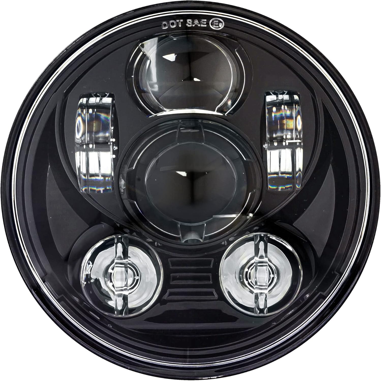 5.75 Pulgadas Faro LED Redondas para Motocicleta 6000-6500K 45W, Faros para Harley, Softair, Dyna, Sportster y Todos los Demás Modelos, Negros