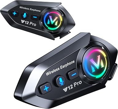 2 x Bluetooth Motorcycle Helmet Headset Motorcycle Helmet Bluetooth 5.4 Headset Dual Chip for Audio Multitasking Helmet Intercom Headphones Communication System for 2 Riders with 500 m Compatible All