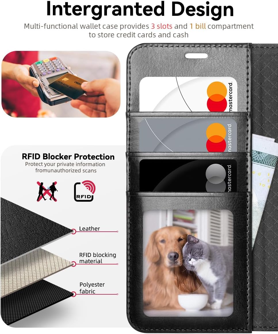 OCASE Compatible with Galaxy S25 Wallet Case, PU Leather Flip Folio Case with Card Holders RFID Blocking Kickstand [Shockproof TPU Inner Shell] Protective Phone Cover 6.2 Inch 2025, Black - Image 3