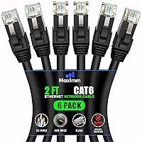 Vista 33 de Maximm Cable Ethernet Cat 6 de 10 pies (paquete de 6) - Cable LAN de alta velocidad, cable de Internet, cable de conexión y cable de red - UTP