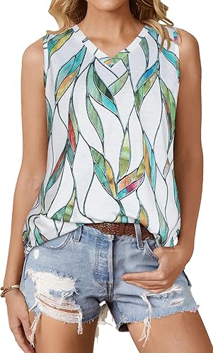 Camisetas de verano para mujer, sin mangas, con cuello en V, ajuste holgado, casual, blusa tipo túnica
