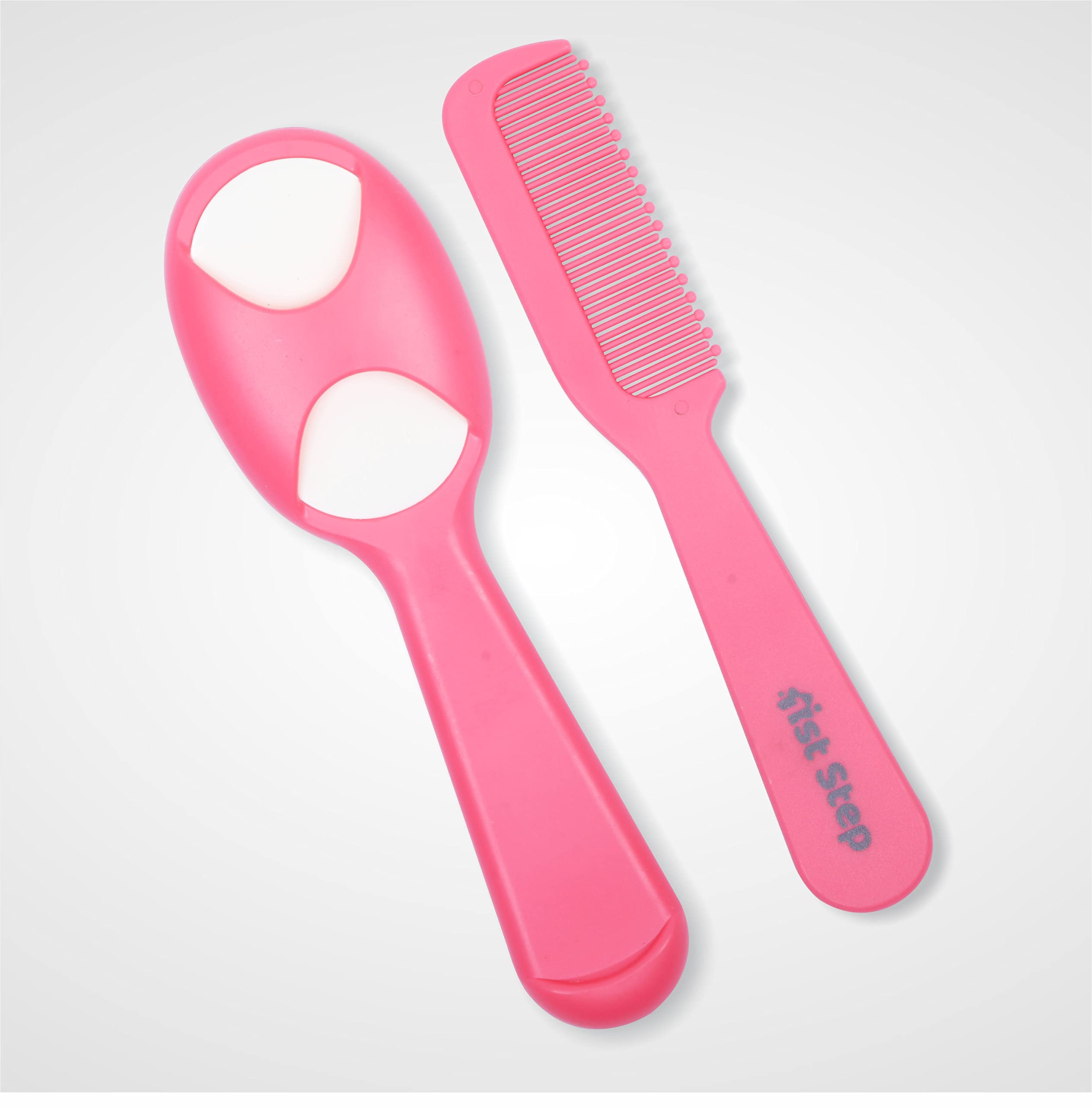 1st Step Matte Collection Easy Grip, Compact, Soft & Gentle Comb and Brush Grooming Set - Pink-image-5
