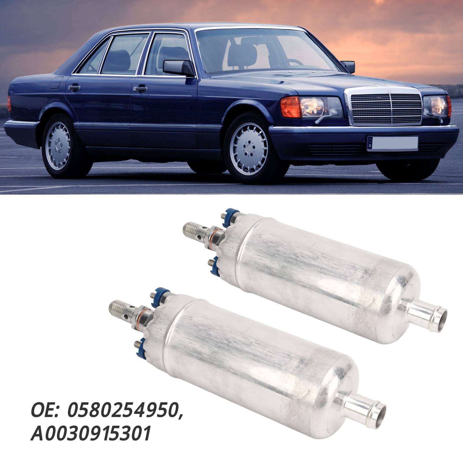 Bomba de combustible eléctrica 0580254950 combustible externa y repuesto compatible con Mercedes-Benz 300E 300SE 300SL 400E 400SE 500E 500SEC 560SEC y 560SL A0030915301