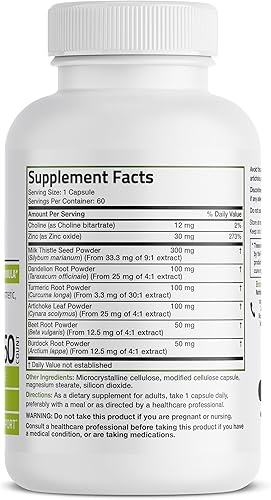 Miniatura 2 de Bronson La fórmula avanzada de desintoxicación y limpieza del hígado apoya la función hepática saludable con cardo mariano, raíz de diente de león,