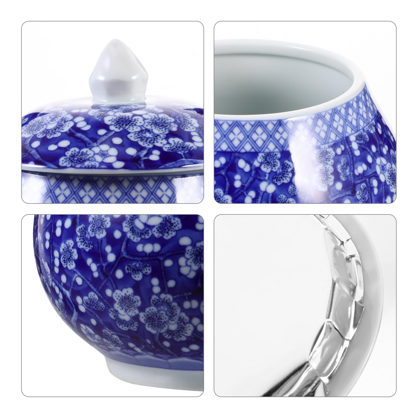 iplusmile Keramik Teedose Luftdicht mit Deckel Chinesischer Blaufarben Stil Küchenaufbewahrungsbehälter für Losen Tee und Trockene Lebensmittel