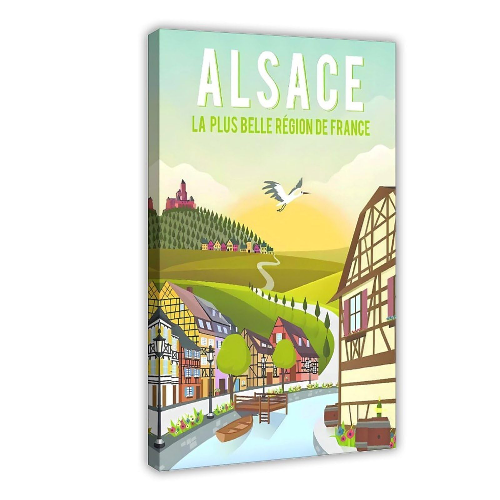 QNVJQKDSI Alsace Travel Vintage Canvas Poster Bedroom Decor Landscape Office Room Decor Gift 20" L X 30" W