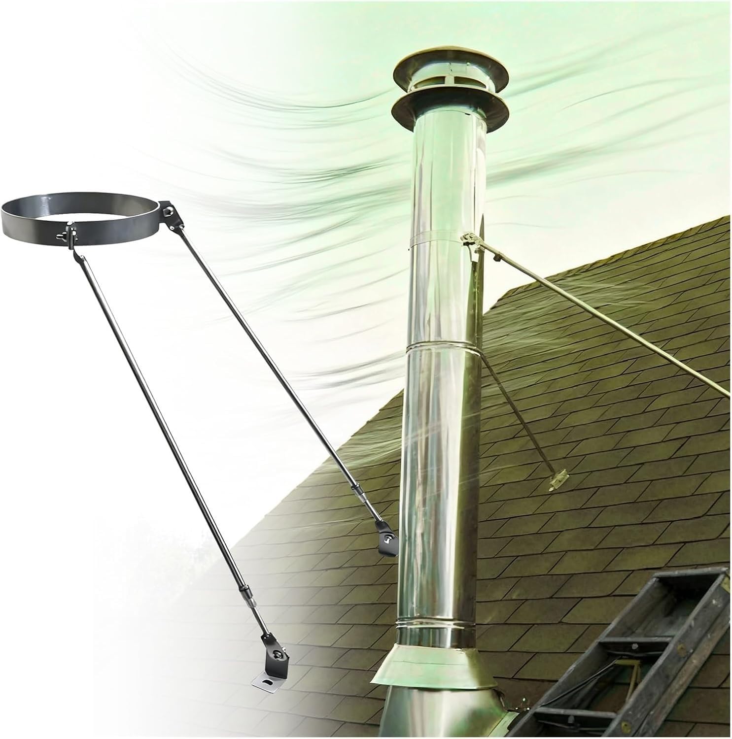 Kit de soporte de abrazadera para estufa, resistente al viento, soportes redondos de acero inoxidable para sala de calderas de granja