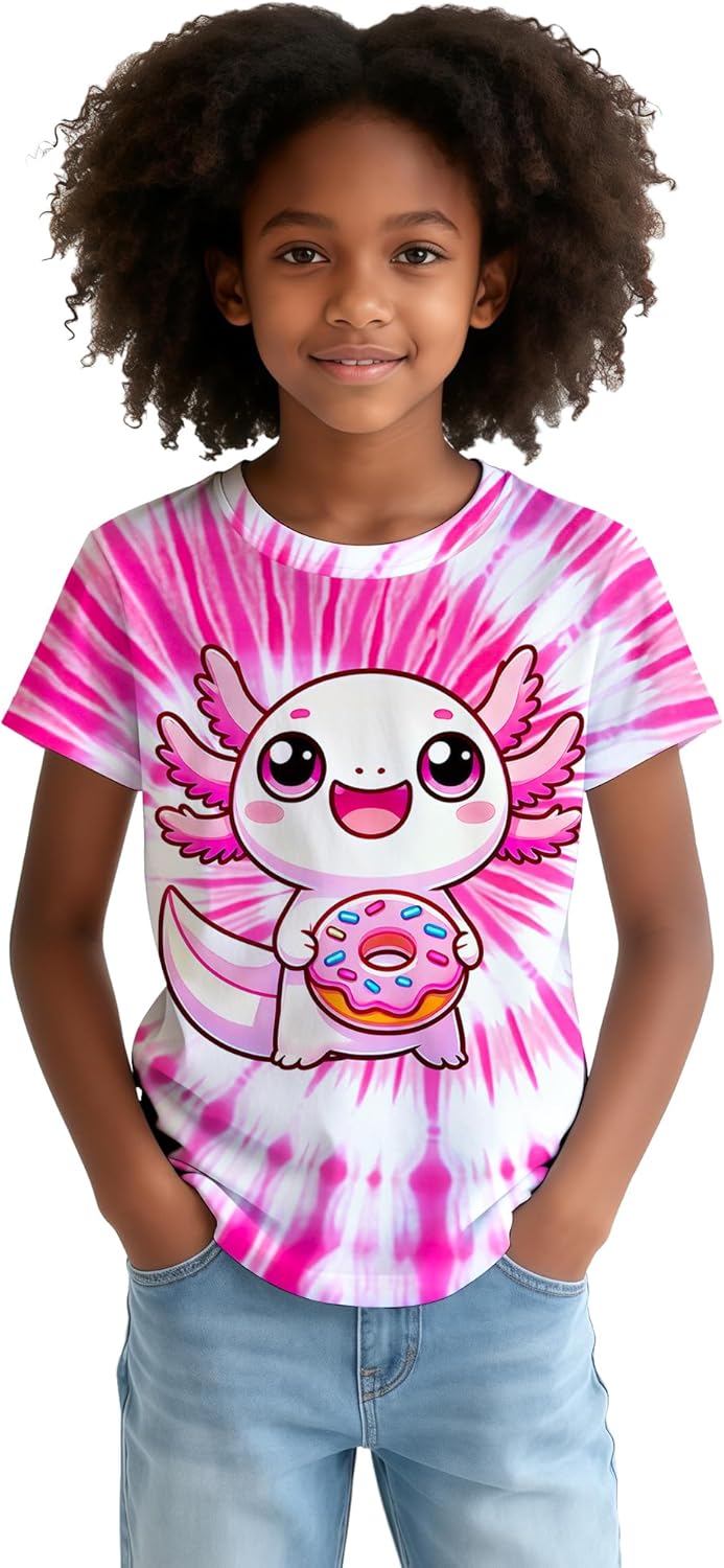 Kids Tie Dye T-Shirts Hippie Short Sleeve Shirt Tees for 6-18 Years Boys Girls - Image 5