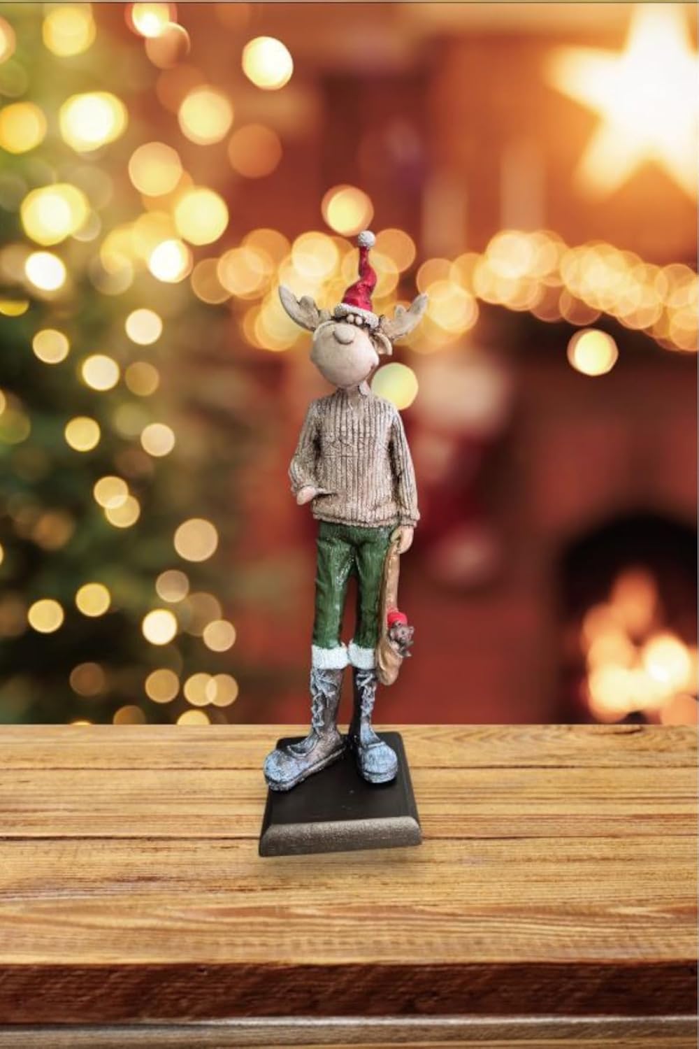 SODEF Christmas Deer Figurine Decorative Statue, Green Polyester Holiday Home Decor Accent, Tabletop Ornament, Single Piece - Green, One Size