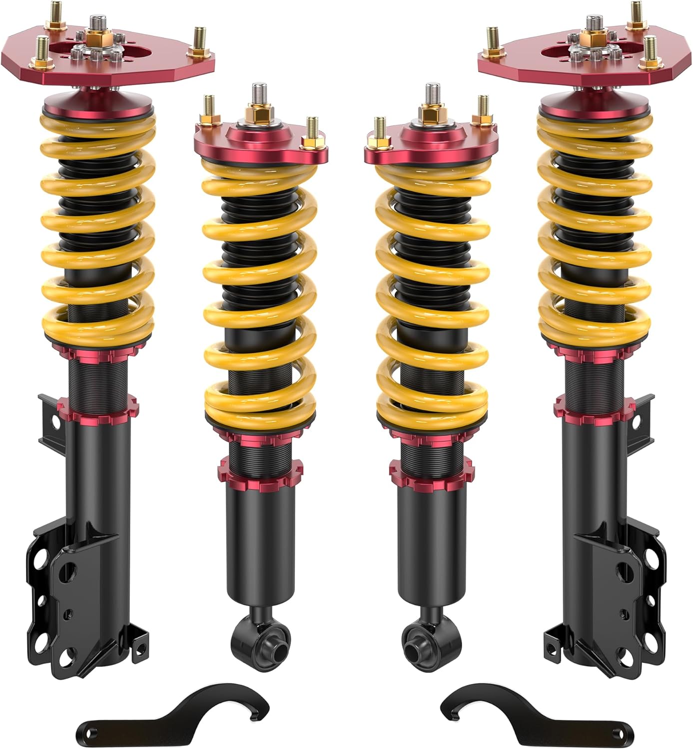 Lowering Coilovers Struts Compatible for D53A/D52A Mitsubishi Eclipse 2000 2001 2002 2003 2004 2005 Front & Rear Shocks Adjustable Height Suspension Coil Spring Strut (Set of 4)(Yellow)
