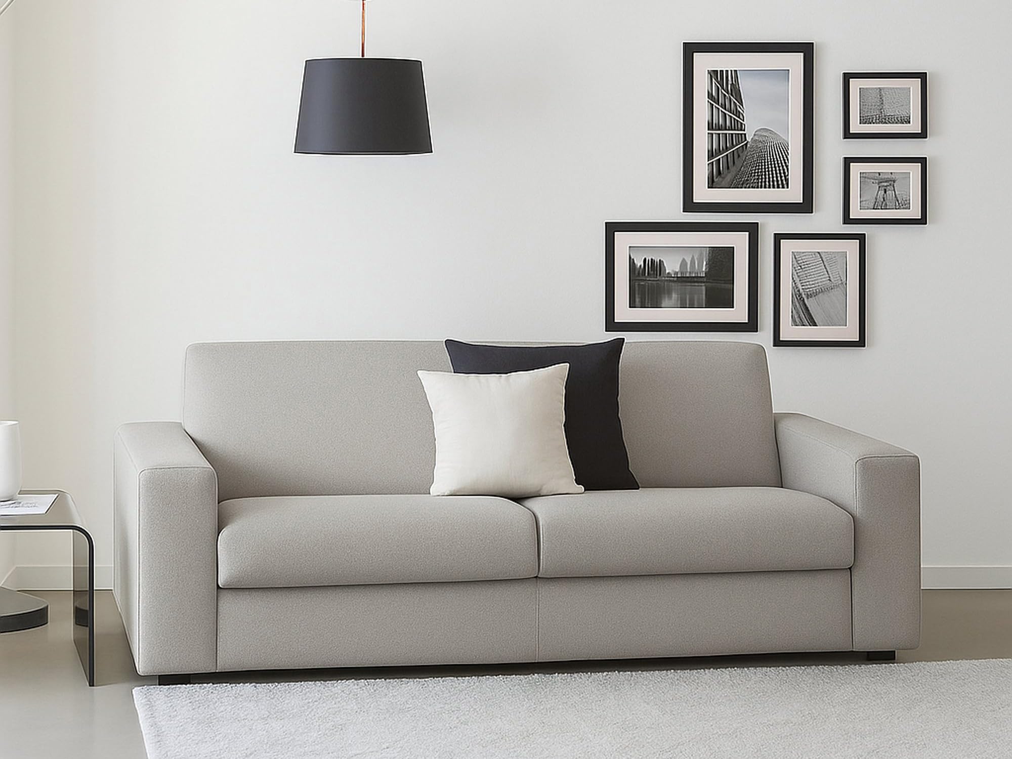 Talamo Italia - Canapé fixe 2 places Giuseppina, Canapé de salon en tissu rembourré, Accoudoirs standards, 100% Made in Italy, 180x95h90 cm, Gris