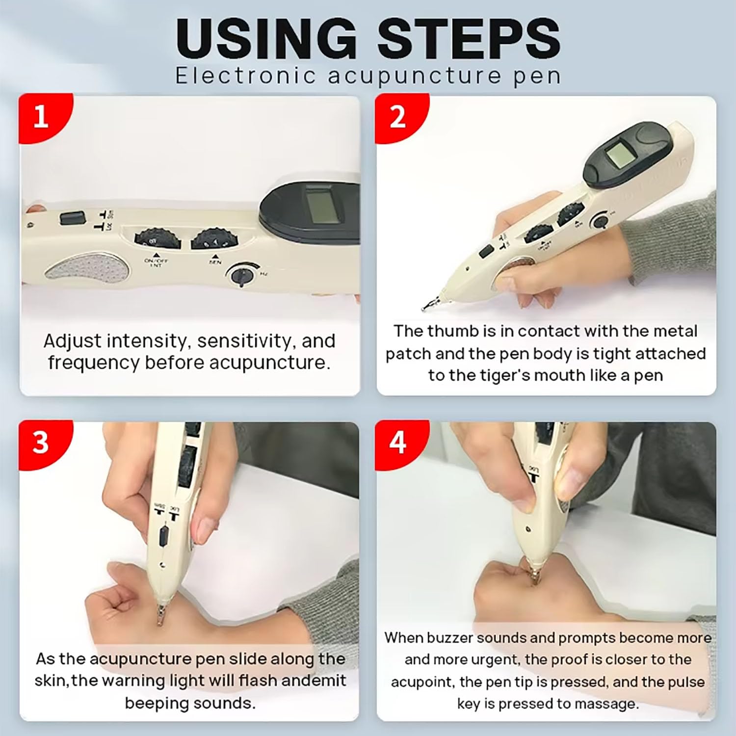 Bolígrafo Localizador Automático De Puntos De Acupuntura, Bolígrafo De Acupuntura para Masaje Terapéutico del Dolor con Frecuencia Y 10 Intensidades Ajustables Y Sensibilidad Ajustable