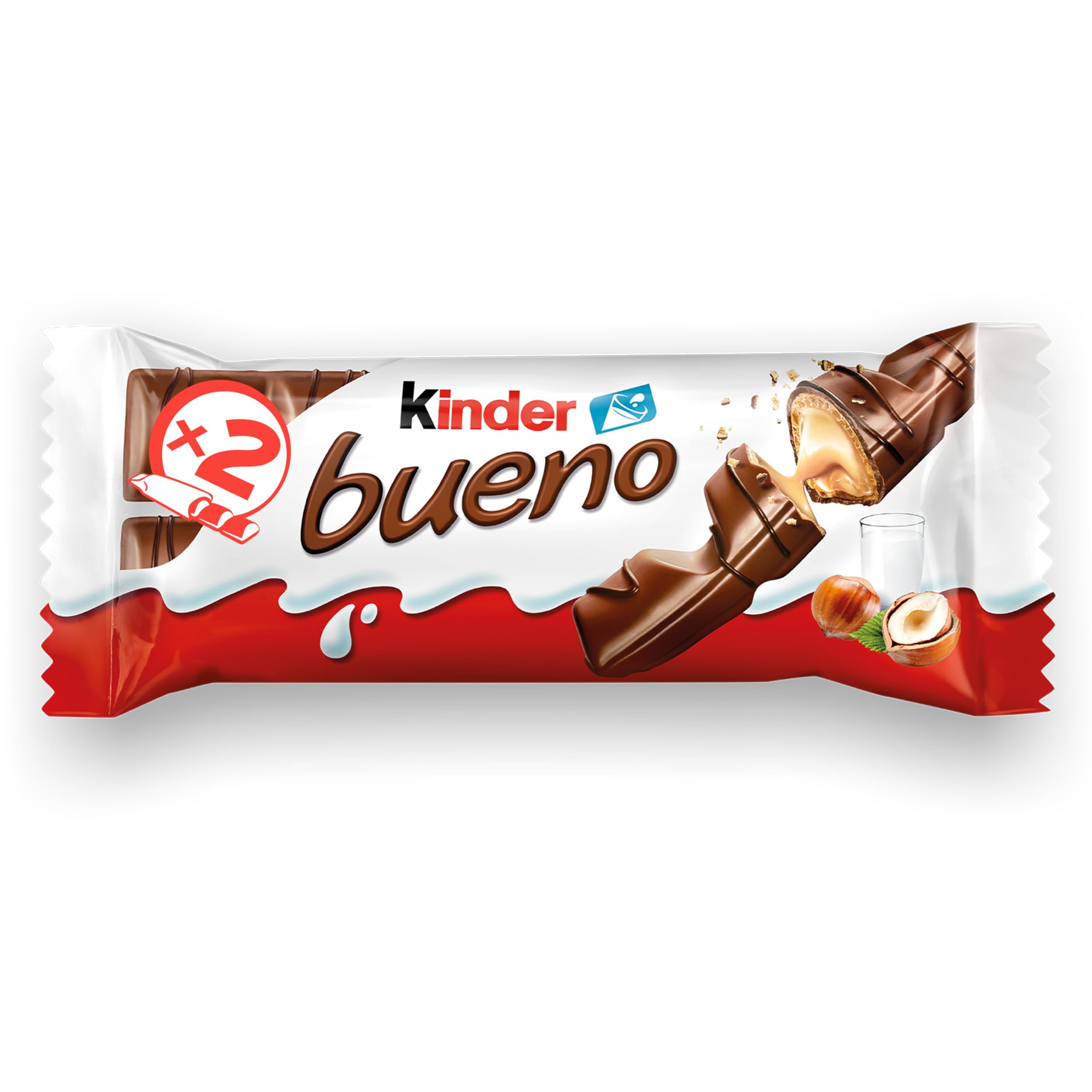 Bueno Milk Chocolate and Hazelnuts Bar, 2 x 21.5g