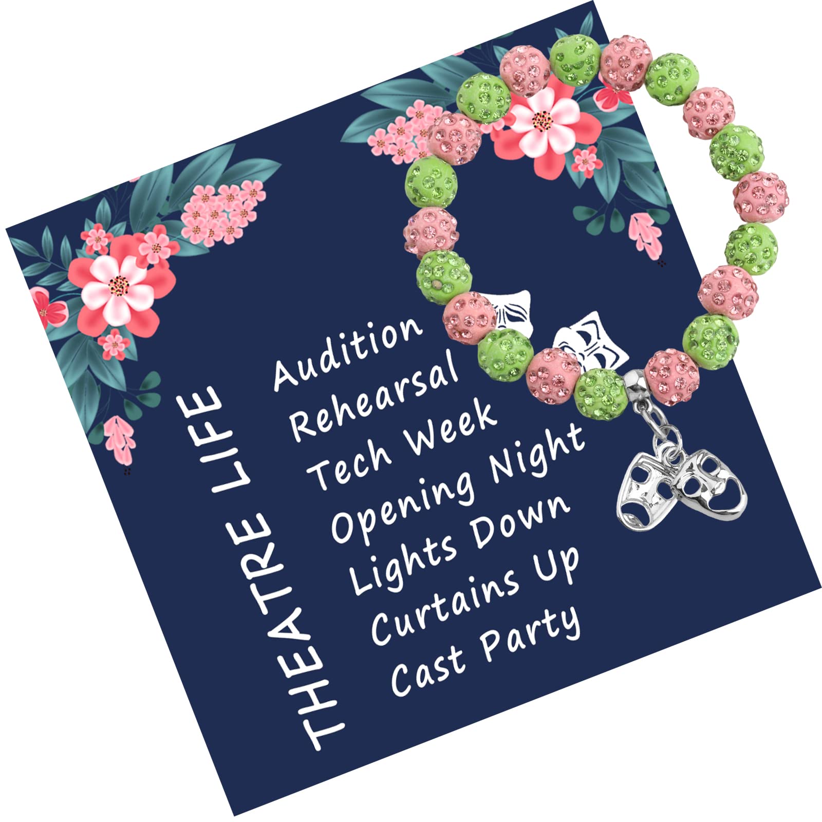 LQRI Drama Mask Bracelet Theatre Life Gifts Tragedy Masks Charm Bead Bracelet Drama Actor Actress Gifts Theater Geek Gifts