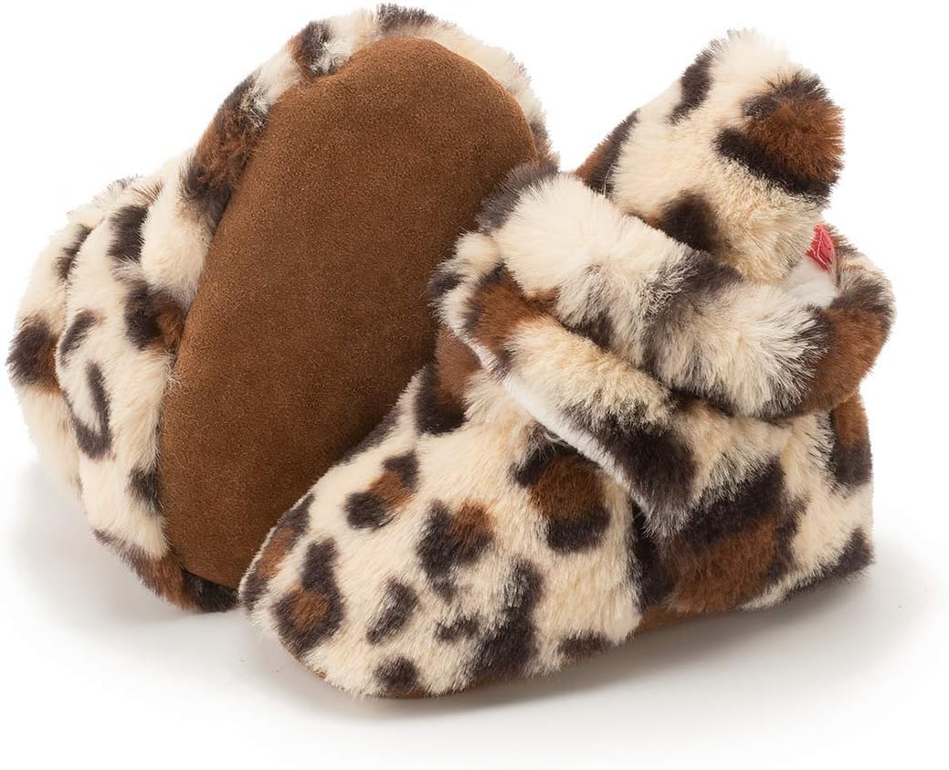 Unisex Baby Fleece Lined Cozy Booties Non-Skid Toddler Slippers Infant Winter Warm Socks Shoes