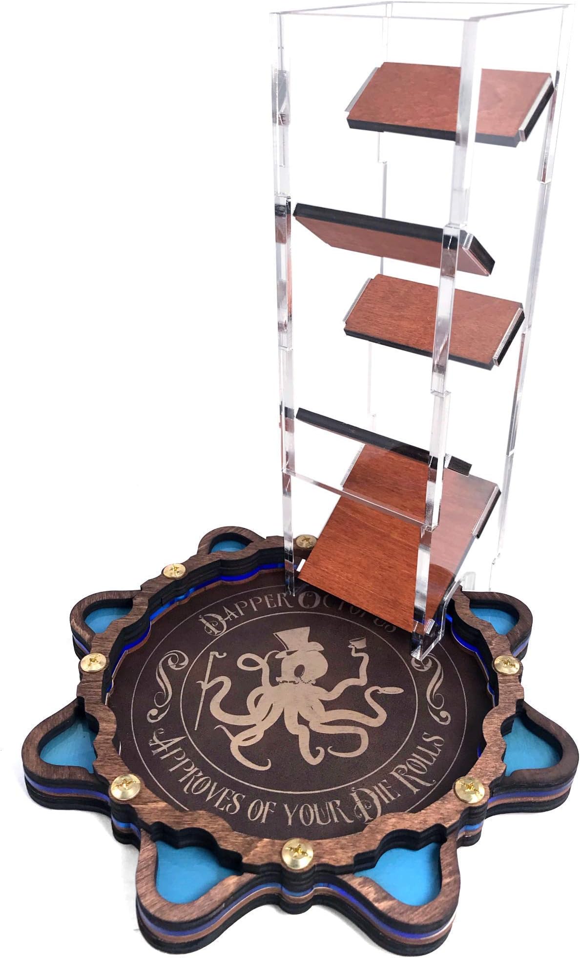 C4Labs Dapper Octopus Dice Tray (Blue) and Tall Classic Dice Tower (Gunstock)