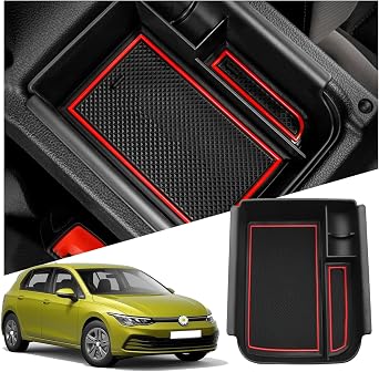 Ruiya GTI MK8 Center Console Organizer for VW Golf R Accessories ABS Material Armrest Glove Tray Compatible with 2020 2021 2022 2023 2024 VW Volkswagen Golf GTI/Golf R