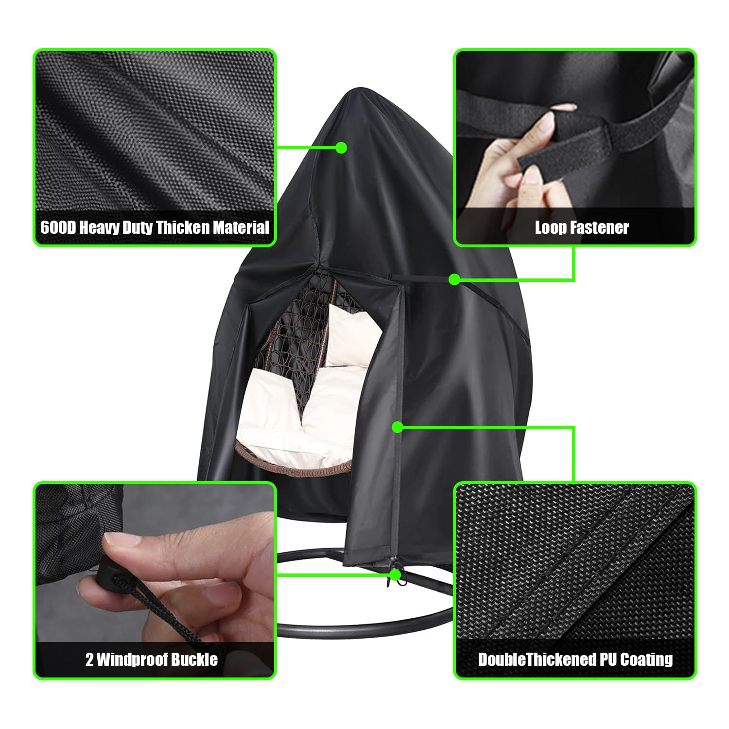 Coperture dondoli da giardino,Copertura per Sedia a Dondolo Impilabili Impermeabile, Antivento e Antipolvere, Resistente tessuto Oxford,Telo Coprisedie da Esterno Anti UV 190*115CM