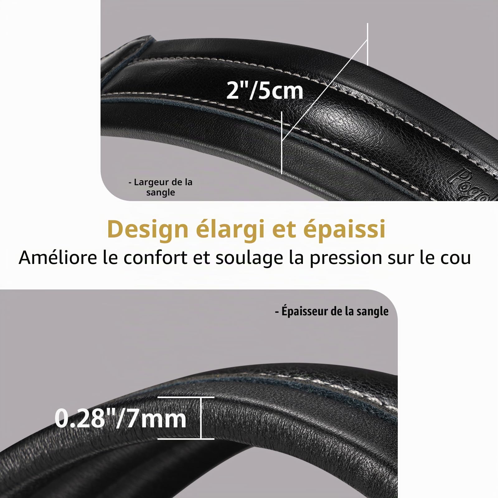 POGOLAB Sangle Saxophone, Harnais Sangle de Saxophone, Support de Saxophone en Cuir Souple avec Crochet en Métal, Sangle à Vent Universel Réglable pour Saxophone Alto Saxon Tenor Soprano
