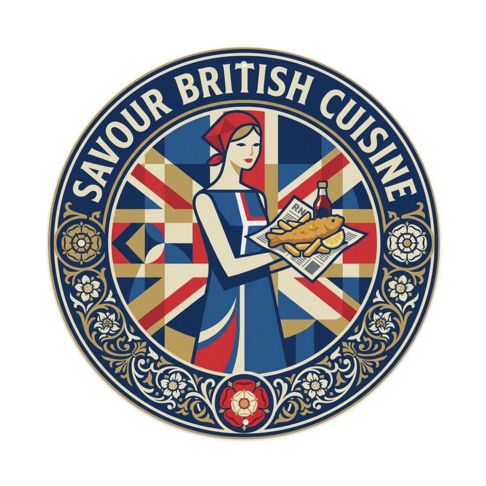Culinary Travel British Cuisine Fish And Chips Metal Tin Sign