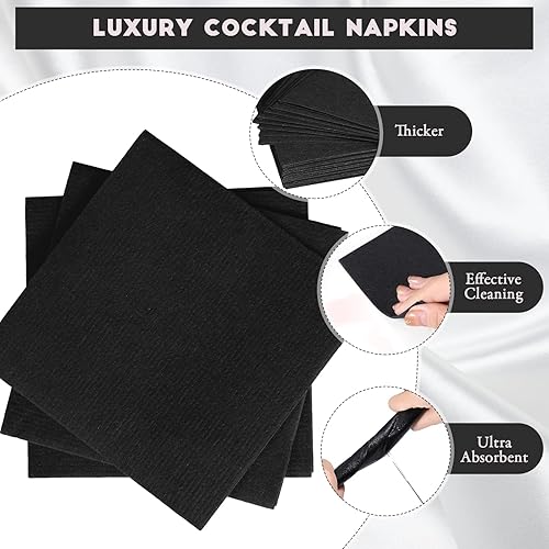 Miniatura 3 de Buryeah 200 servilletas desechables de cóctel, de papel y lino, para boda, desechables, para bebidas, fiestas, paquete de servilletas cuadradas para
