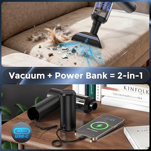 Miniatura 2 de Aspiradora de coche portátil inalámbrica 20000Pa 3 en 1 Power Bank y aspiradora de mano y soplador - Aspiradora de mano de 120 W portátil