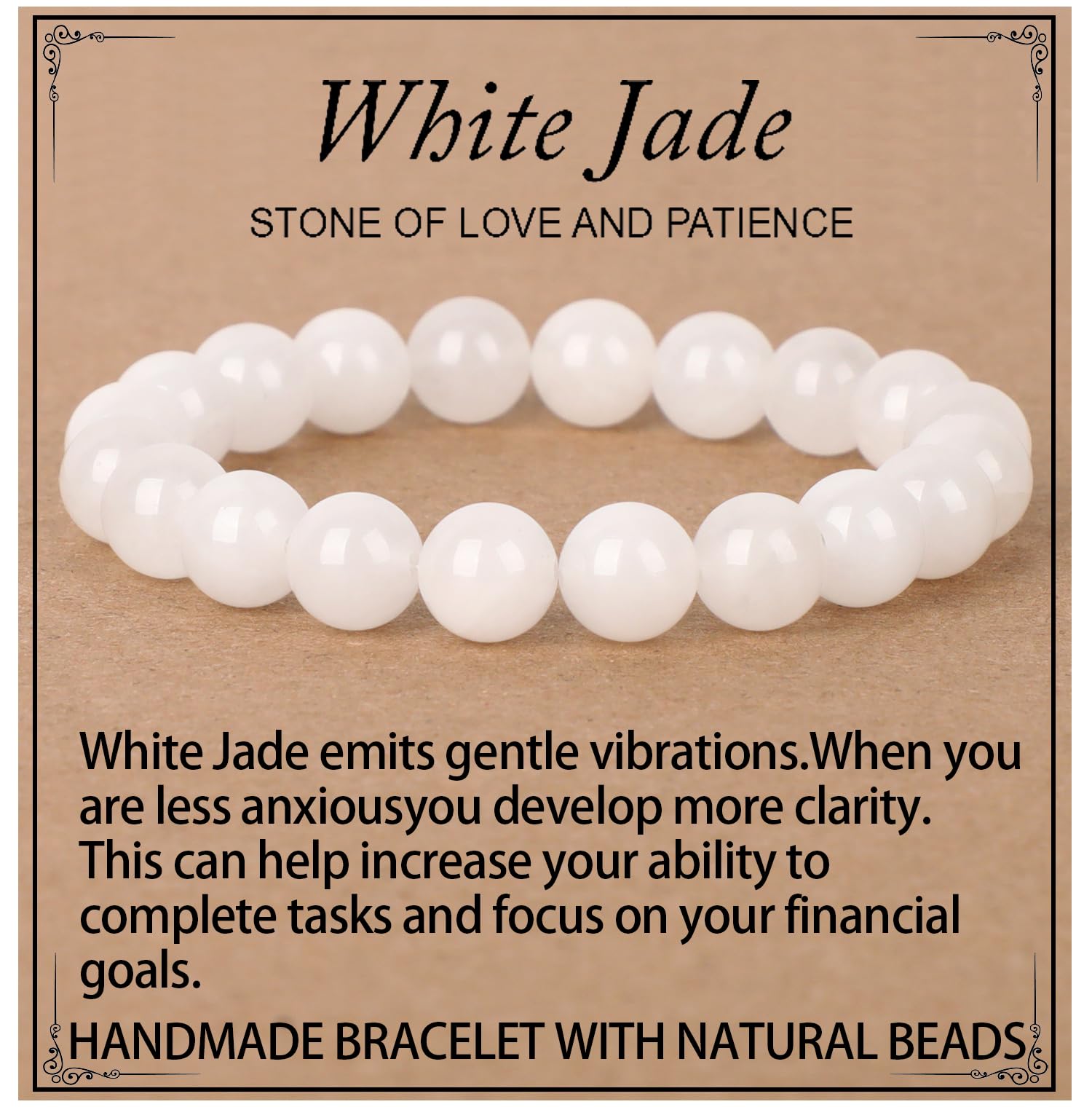 LPBeadsHandmade Natural Gemstone Stretch Elastic Bracelet Healing Crystal Round Stone Beads Jewelry Gifts for Women Men