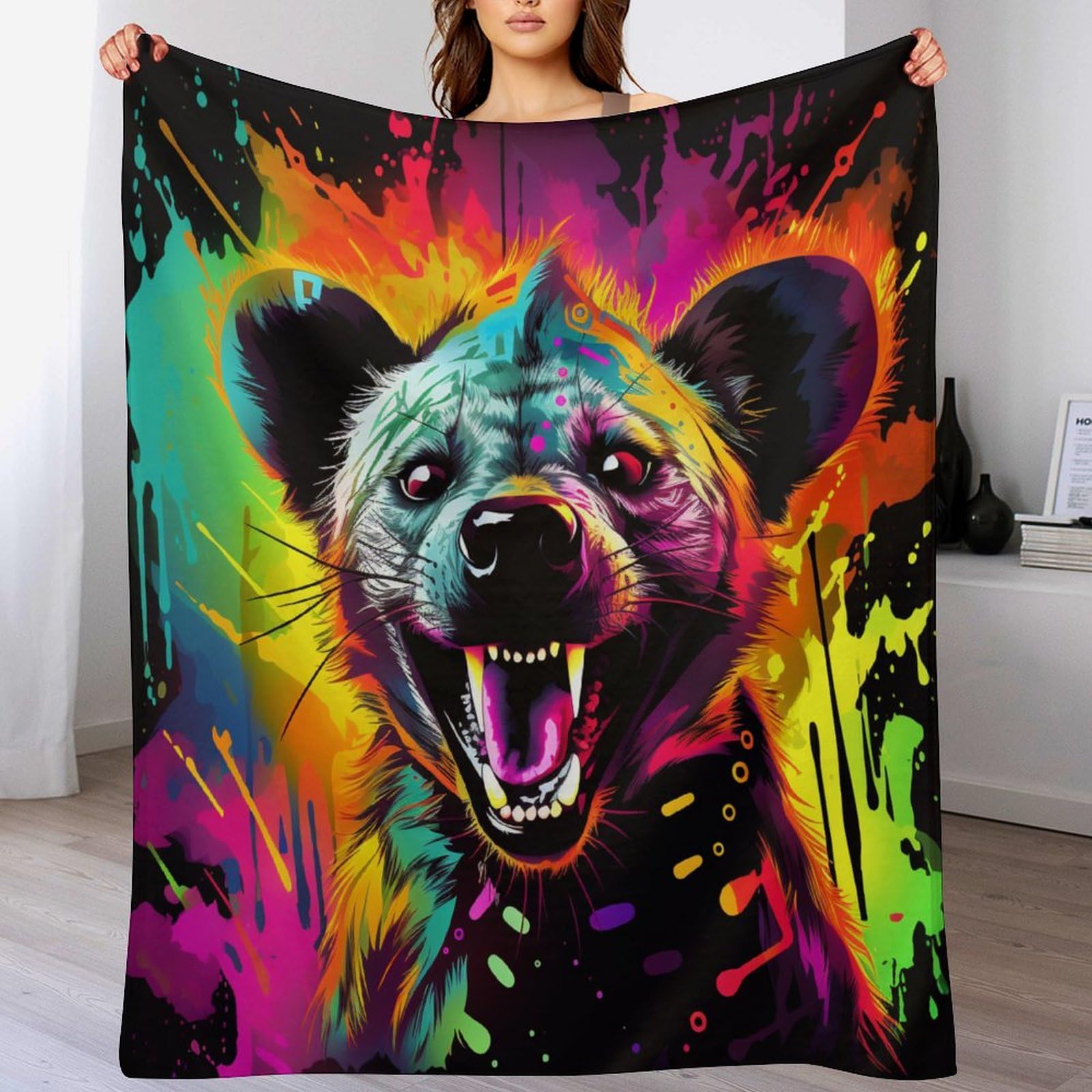 Manta polar Hyena de forro polar térmico y microfibra lavable para sofá y cama