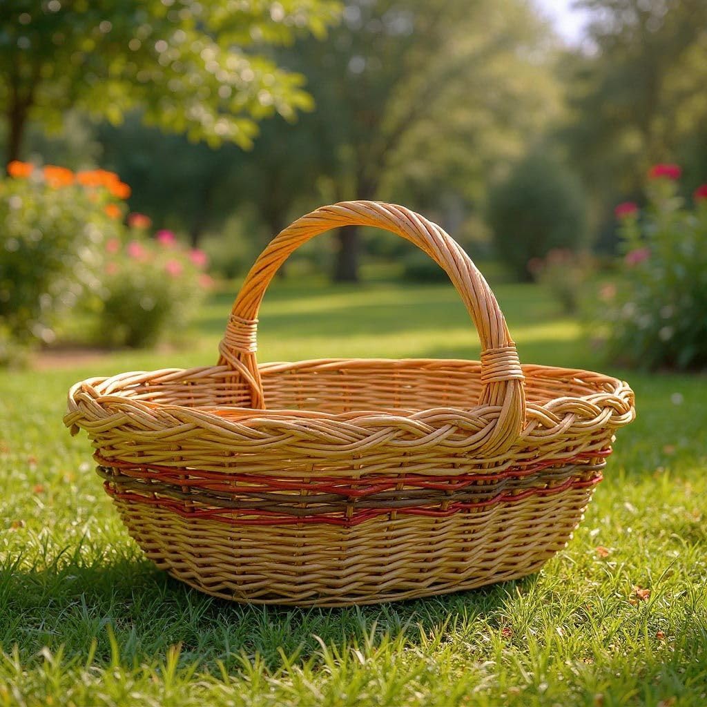 AUBRY GASPARD - Panier À Champignons en Osier Buff Naturel - Dimensions 51X36X18-30 cm - Léger et Durable - avec Poignées Confortables - Idéal pour La Cueillette et Le Rangement.