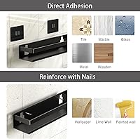 Vista 4 de Estante de ducha de 3 unidades, estante de ducha de baño, resistente al óxido, instalación con adhesivo de aluminio, no requiere perforación