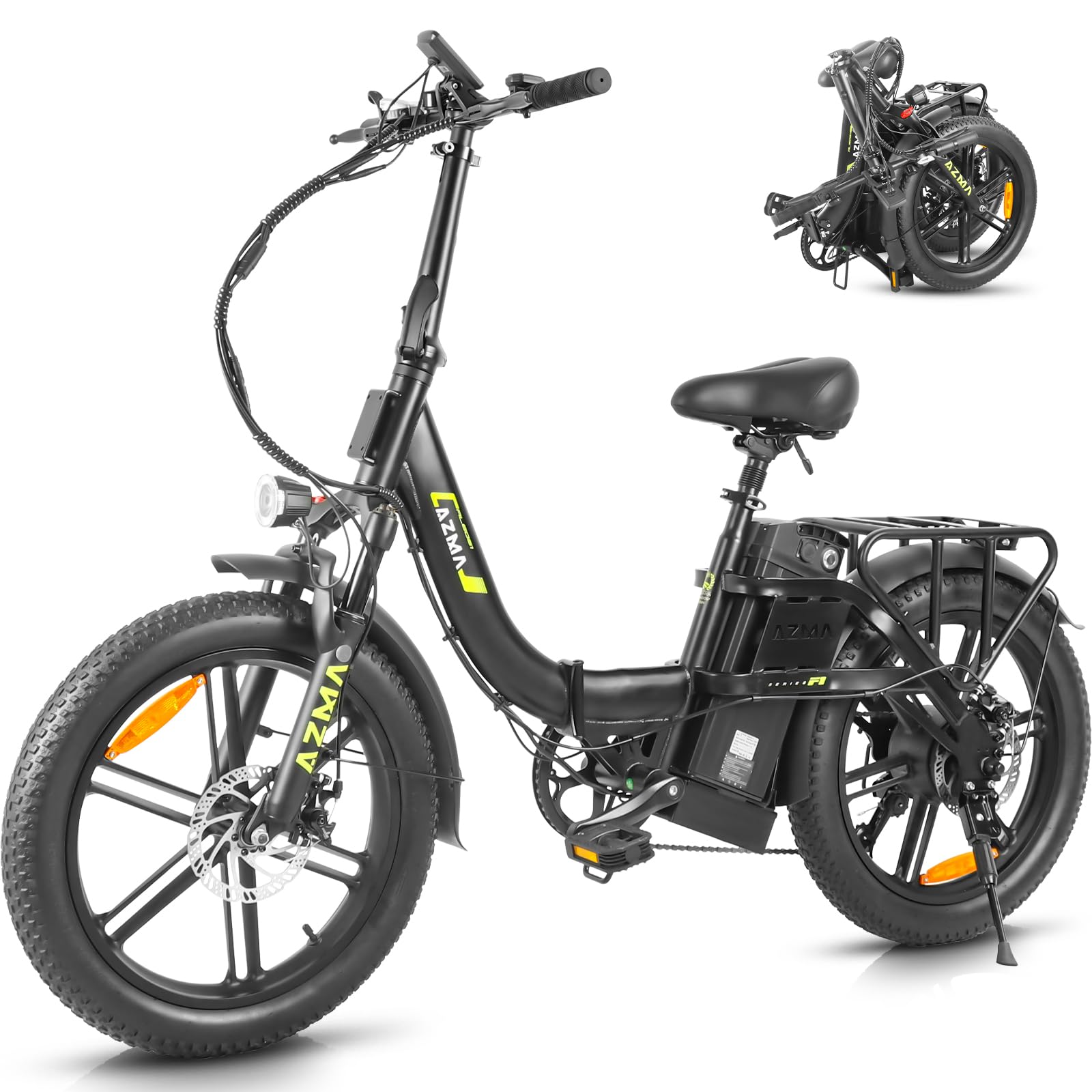 AZMA Bici Elettrica Pieghevole,20" Bici Elettrica Uomo Donna da 36V20.8Ah/15Ah Batteria Rimovibile,7-Gang Ebike da per MTB & Spiaggia