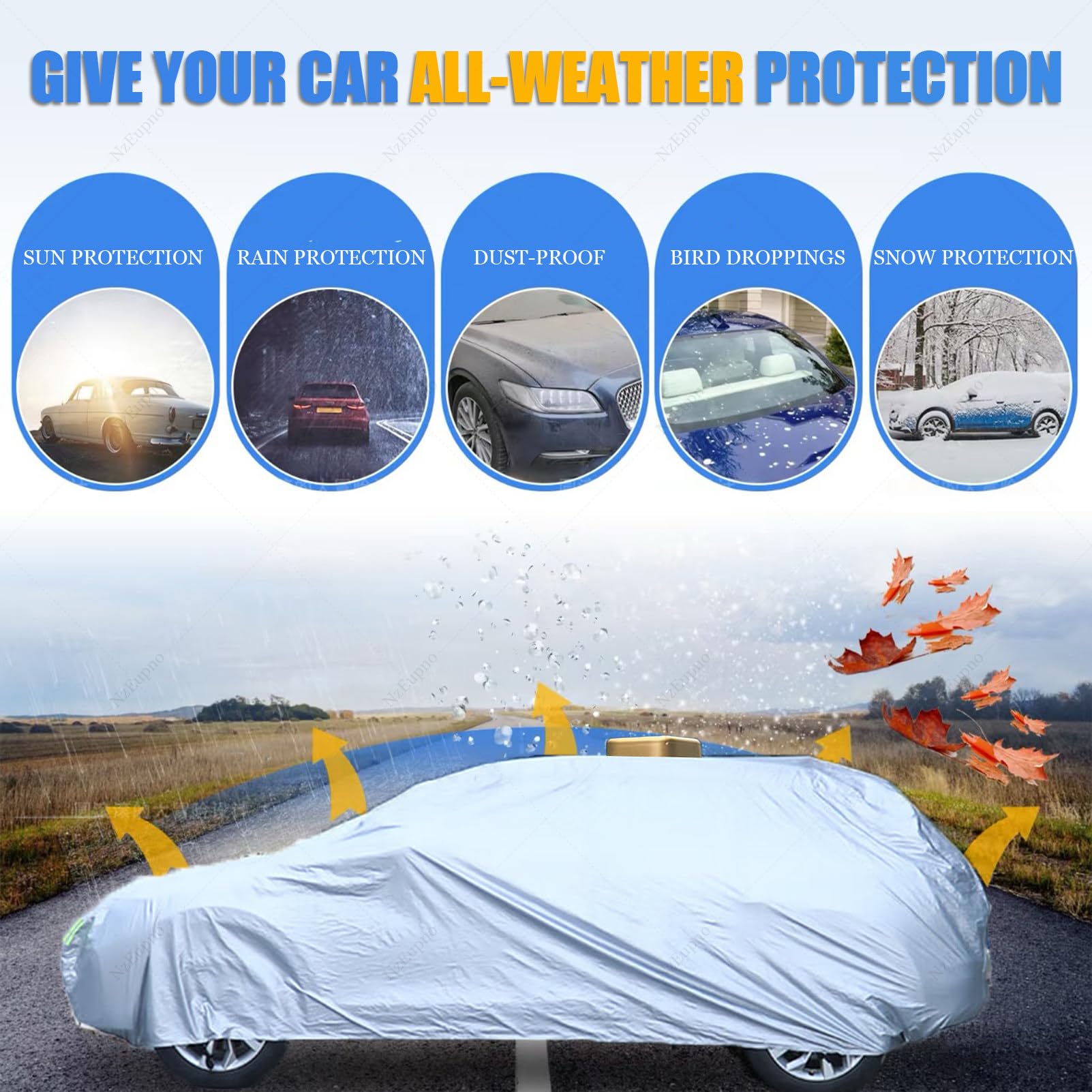 Telo Copriauto Automatico Con Ricarica Solare, Tenda Parasole Portatile Impermeabile Per Tutte Le Stagioni, Tenda Da Esterno Completa Per Berline Protezione Da Sole Pioggia Neve E Grandine White-3XL+