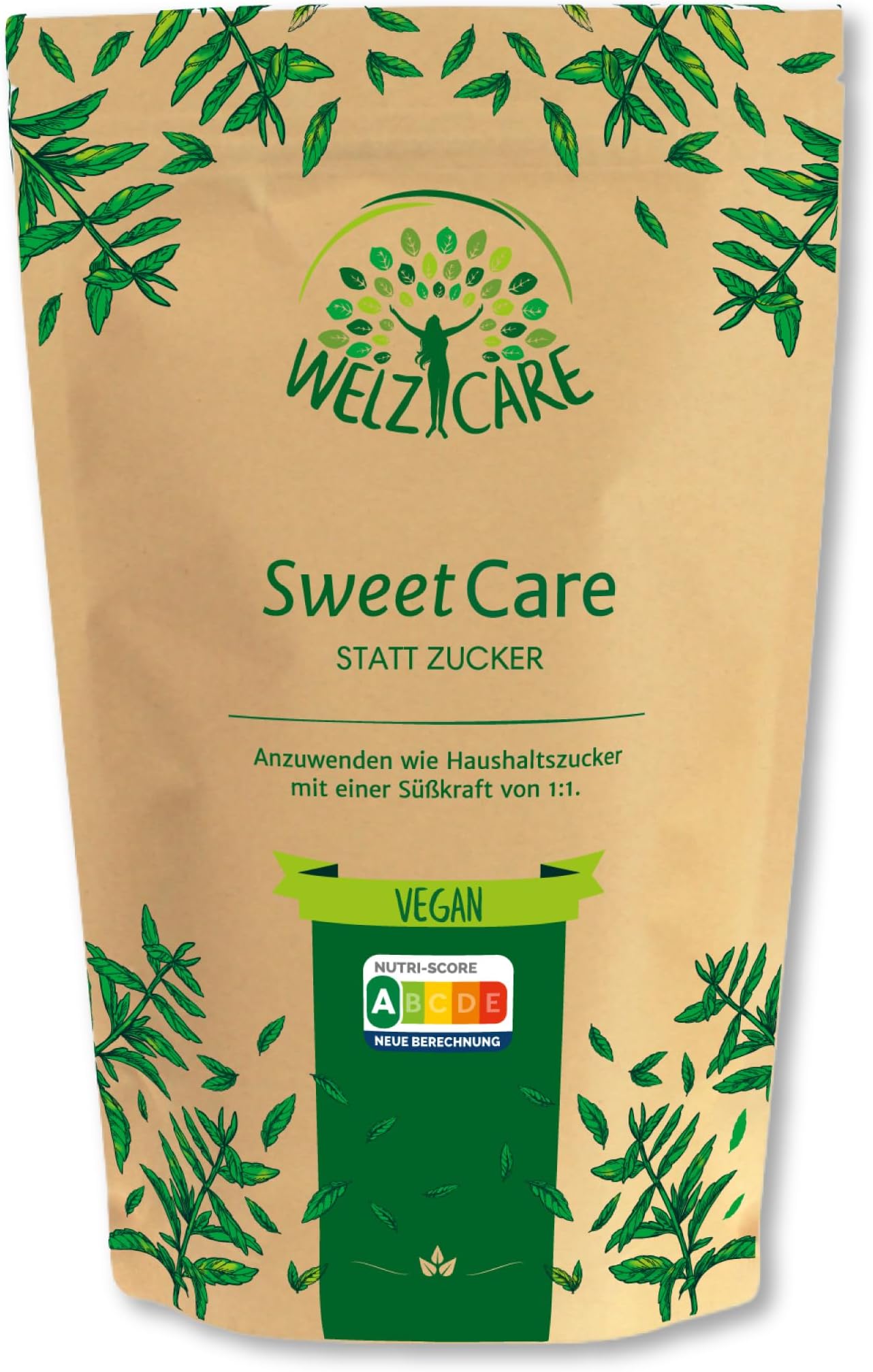 Sweetcare Sugar Crystal, 1 Kg, The Sugar Substitute Erythritol Stevia – The Natural Alternative to Sugar Weight Loss Carb Diaet Erylite Erythrit Food Calories Kohlenhydrate Low Sugar Free