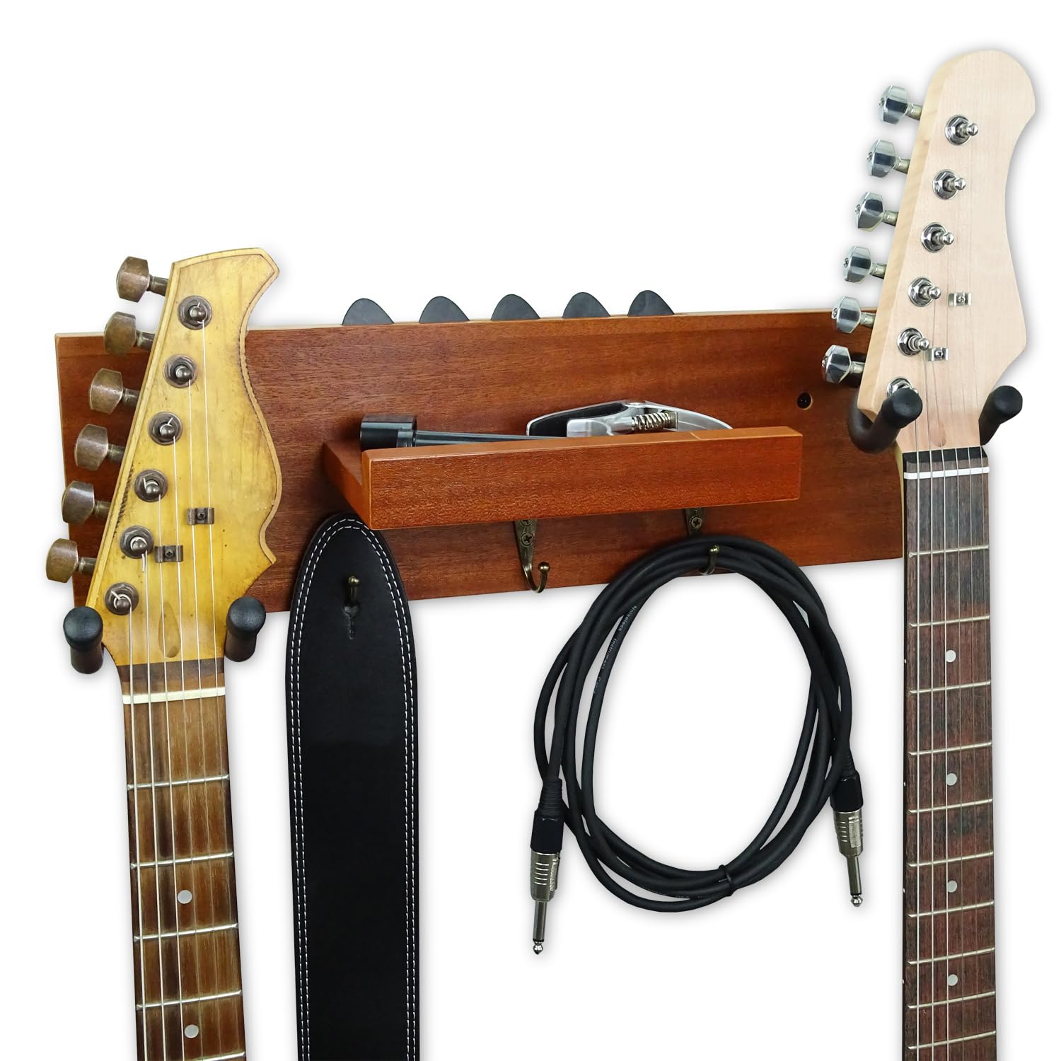 keepdrum GS039M podwójny uchwyt na gitarę mahoń uchwyt ścienny na dwie gitary i akcesoria