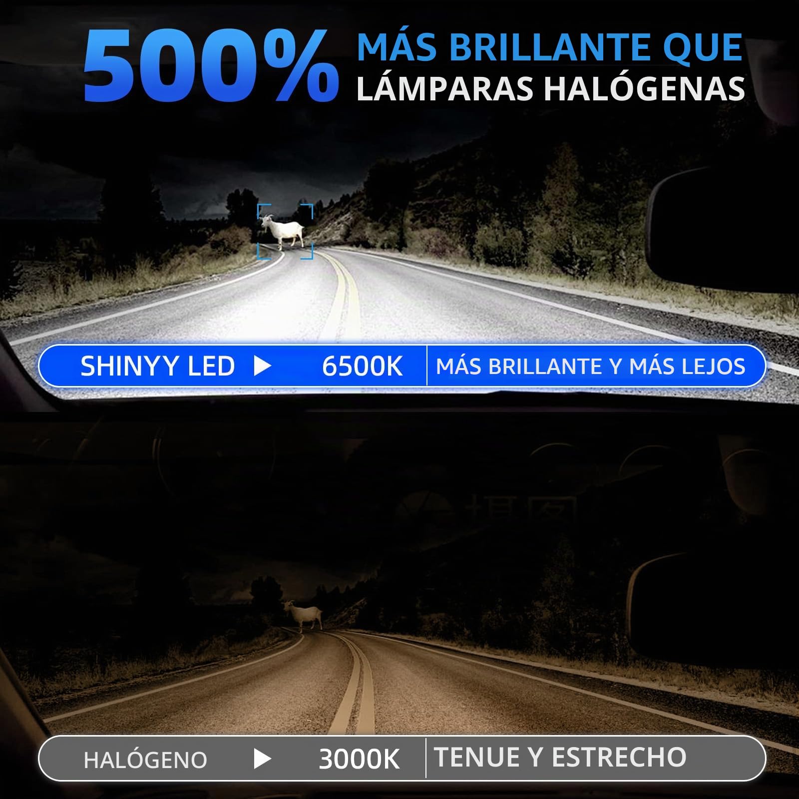 SHINYY Bombilla LED H7 para Faros de Coche 2026 Mejorada, 28000LM Alta Potencia Lámpara LED H7 para Luces de Cruce o de Carretera, 6500K Blanco Frío, Plug and Play, Pack de 2