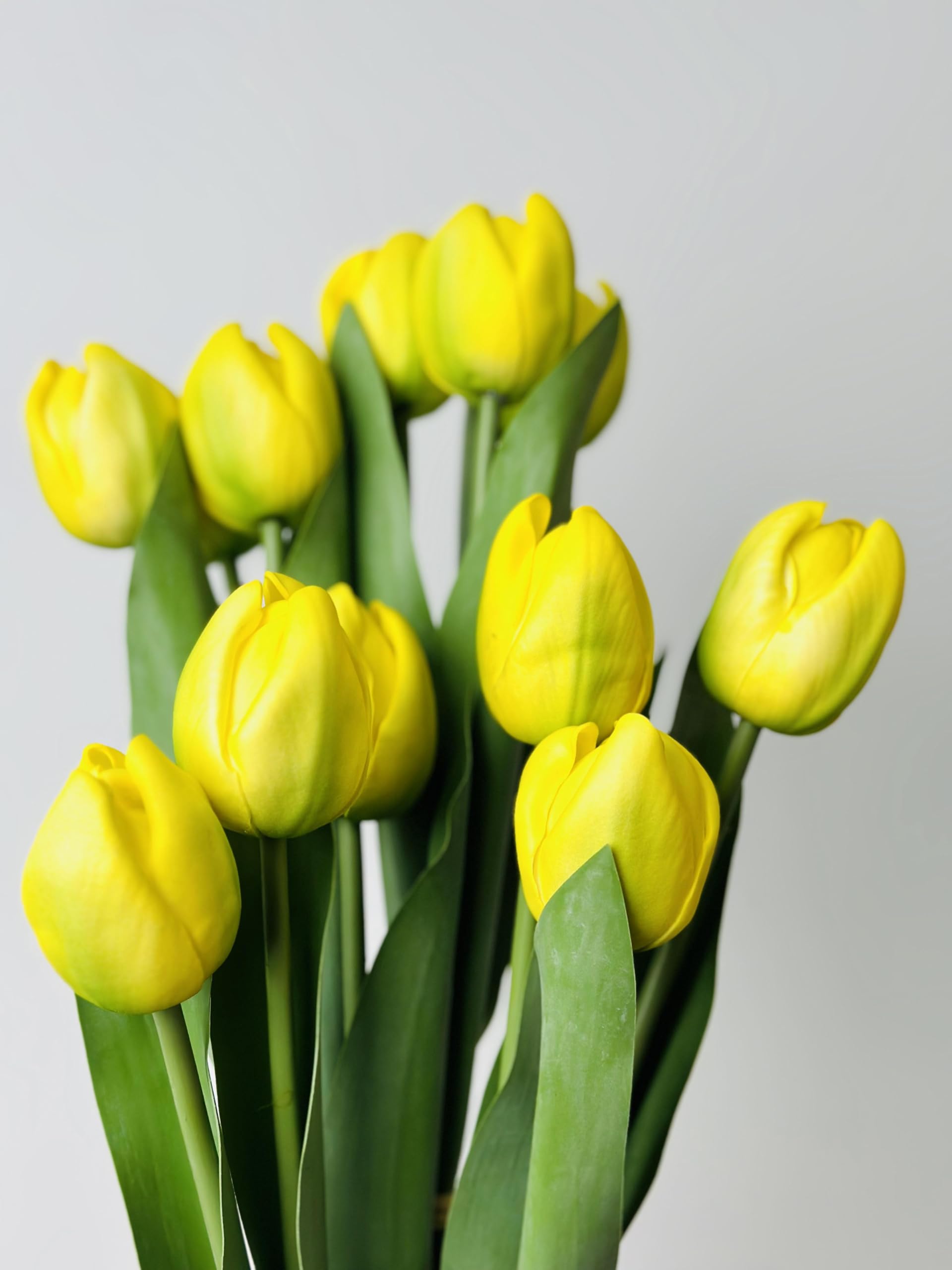 Mythlty12pcs Tulip Artificial Flowers, 19" EVA Real Touch Foam Tulip Large Flower Bud for Wedding Home Kitchen Party Studio Restaurant Office Table Shelf Decoration (Yellow)